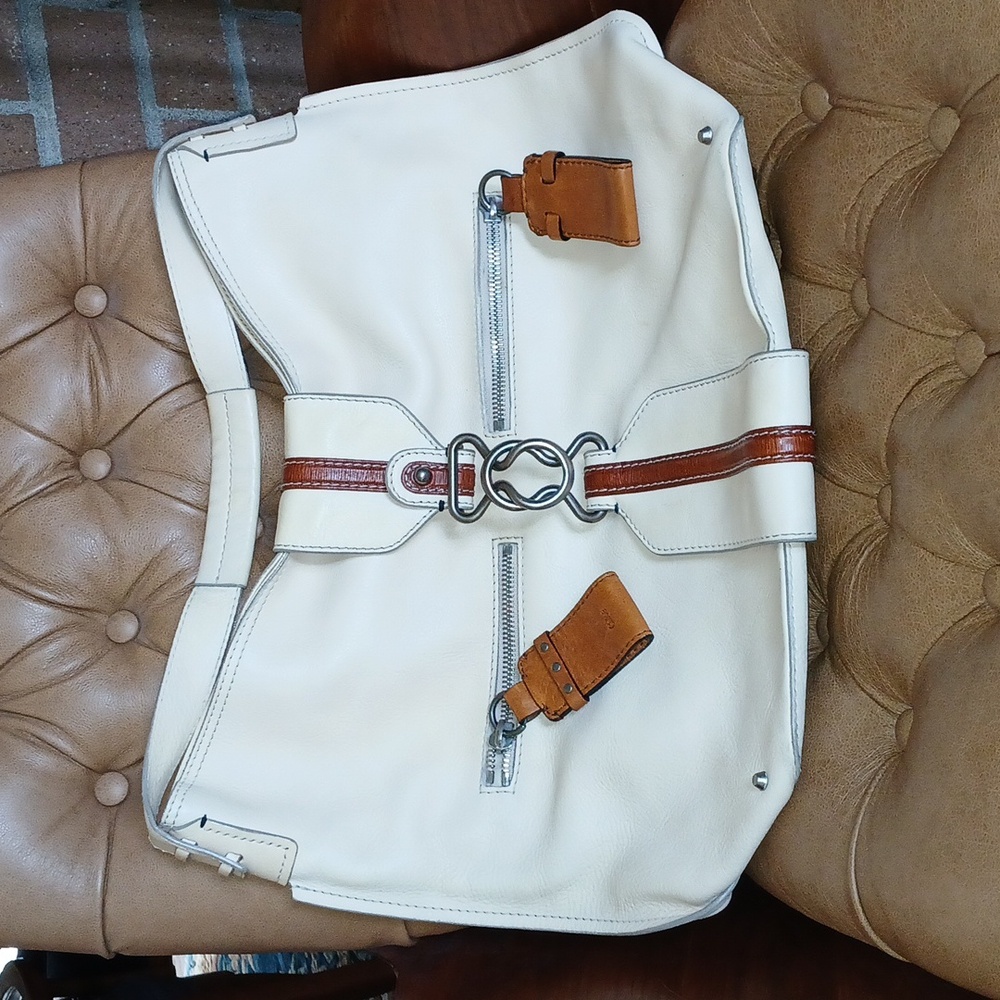 Chloe vintage y2k cream and brown leather shoulder tote bag